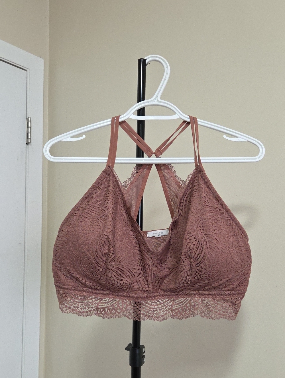 Maurices Dusty Rose Lace Bralette with Strappy Back